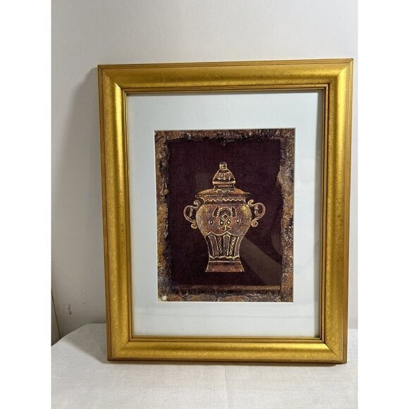 Framed Art Print Vase Urn in Gold Frame 16.5” X 13.5” - Picture 1 of 9